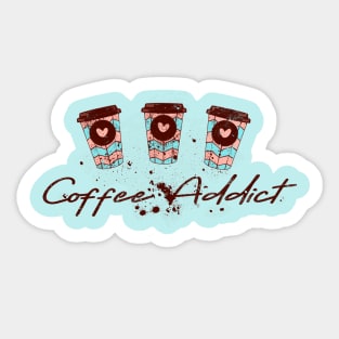 The Coffee Addict text with some coffee cups Sticker